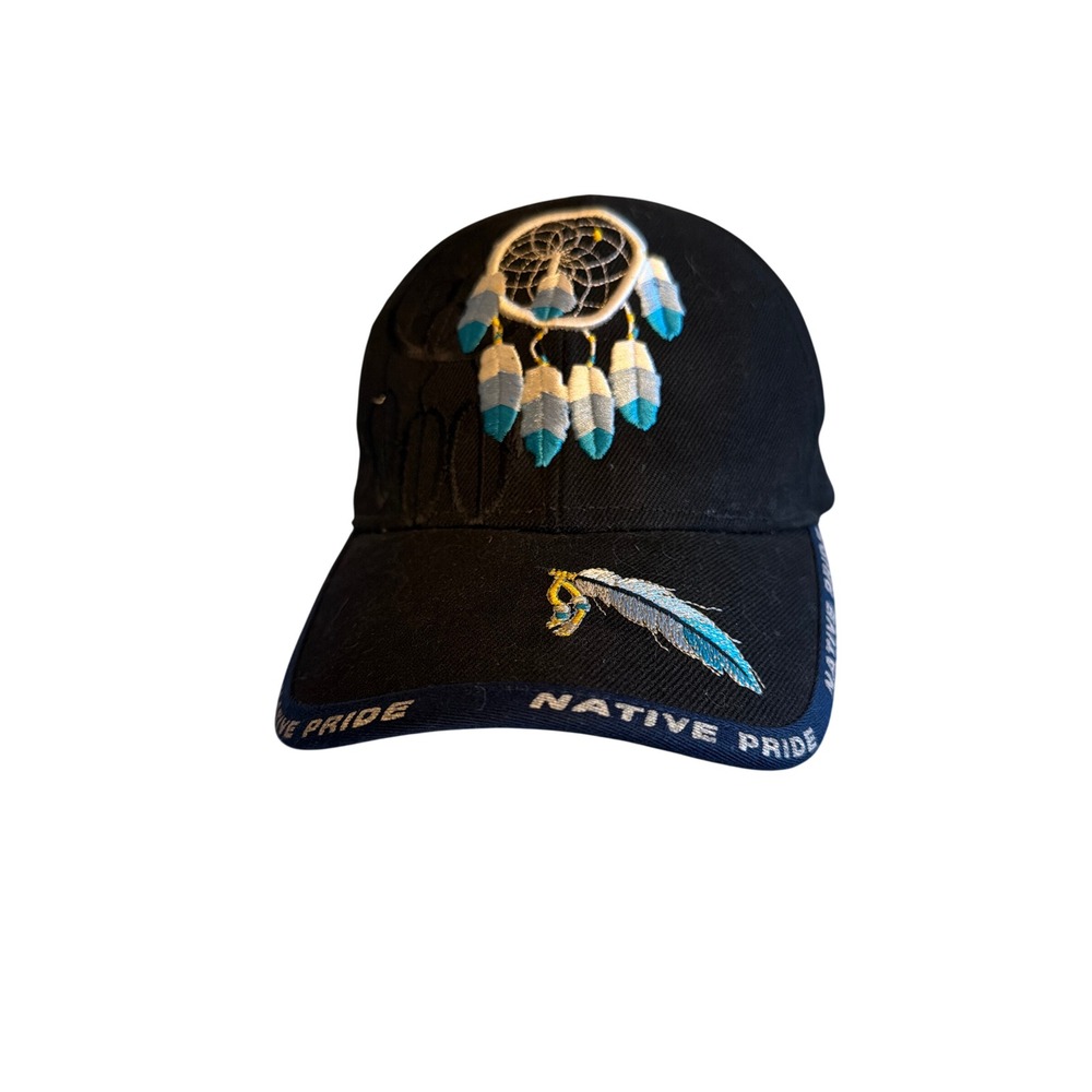 Native Pride Hat Black Dreamcatcher Feather Embroidered Adjustable Baseball Cap